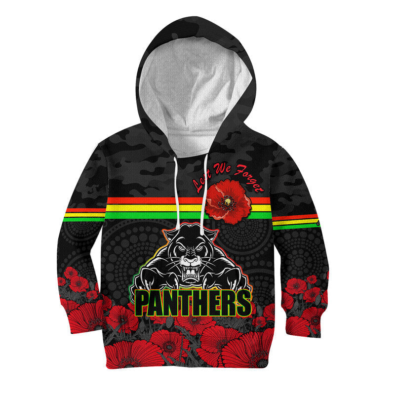 Panthers Rugby ANZAC Kid Hoodie Angry Panther Camouflage With Poppy - Vibe Hoodie Shop