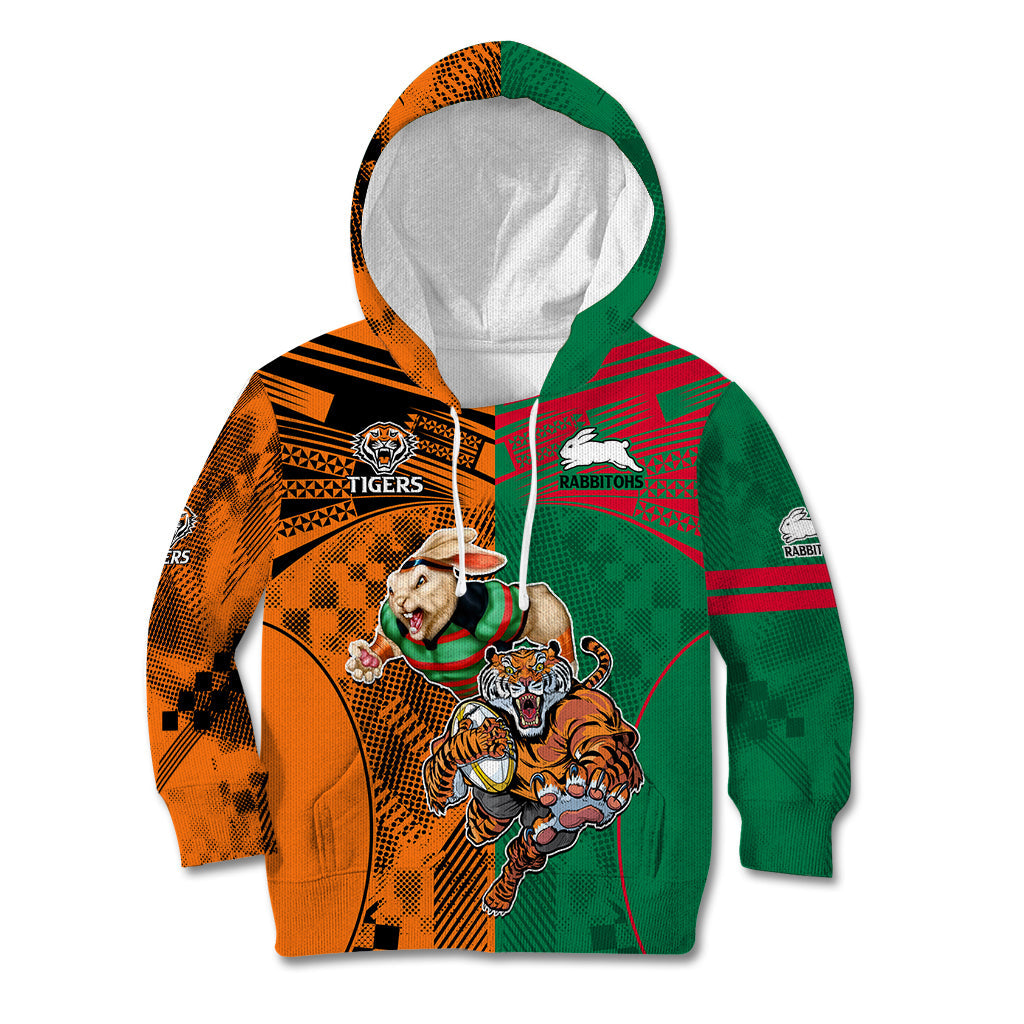 Custom Wests Tigers and Rabbitohs Rugby Kid Hoodie Sporty Style LT9