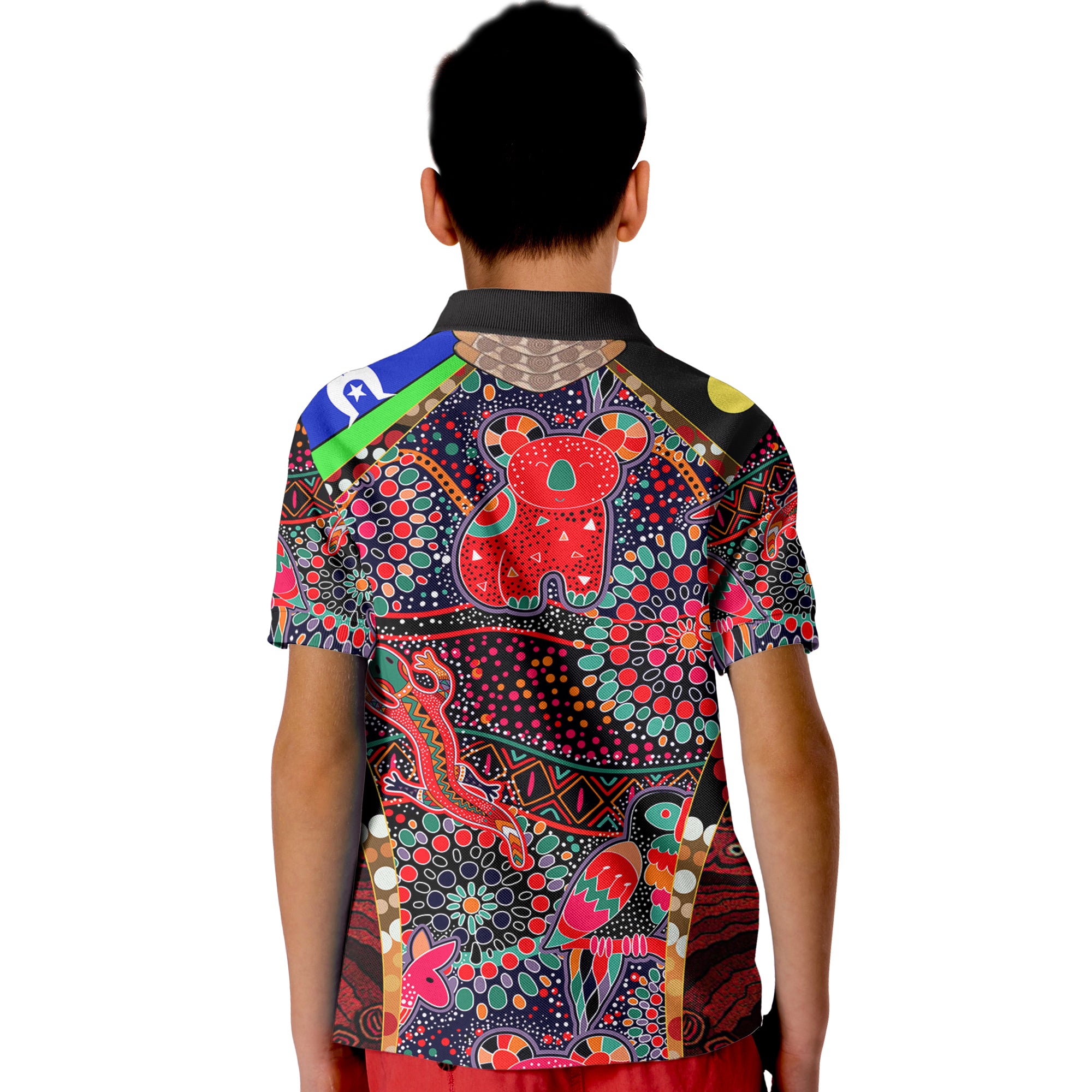 Polo Shirt, Aboriginal Animal and Dot Patterns - Vibe Hoodie Shop