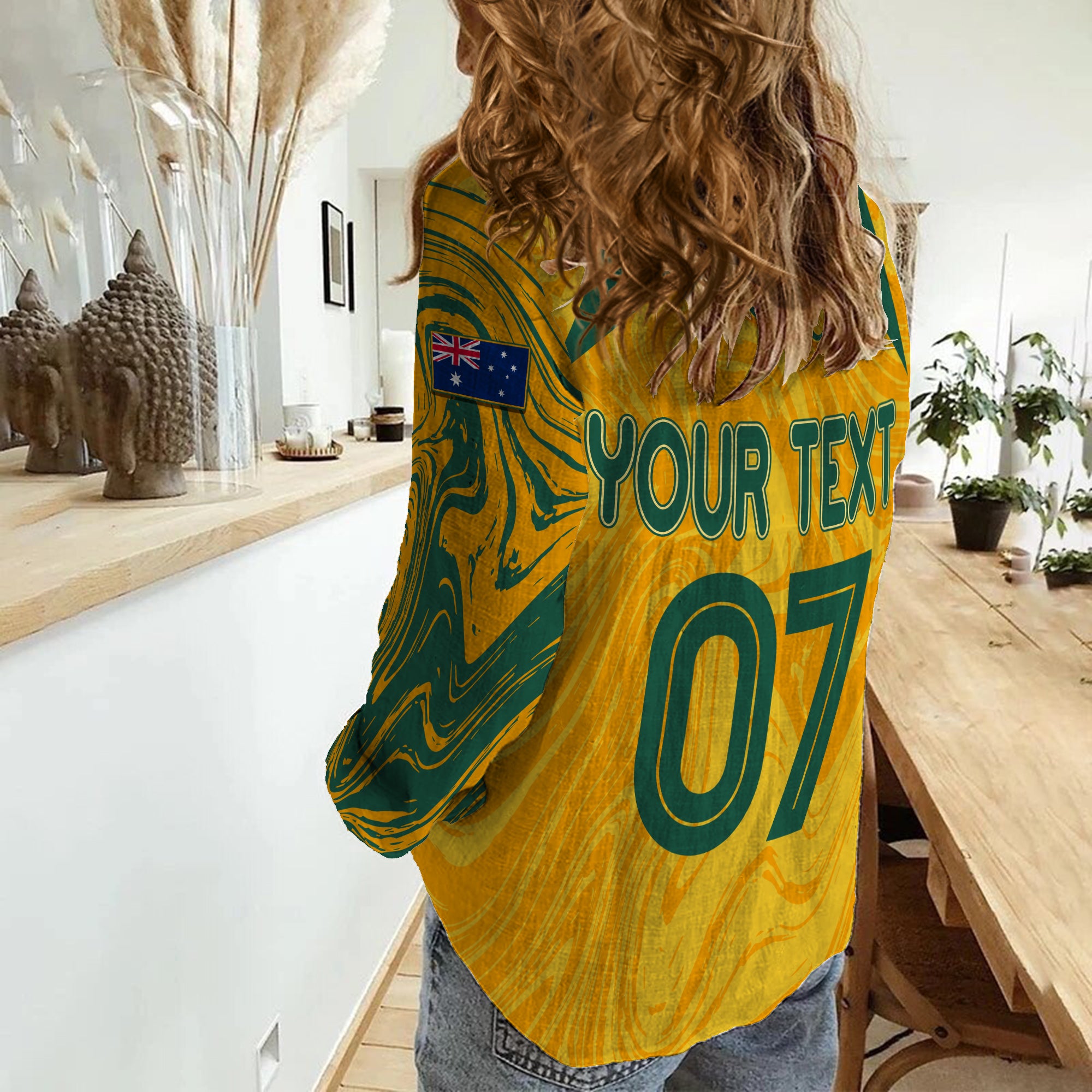 Personalised Aussie Matildas Women Casual Shirt 2034 Sam Kerr World Cup Marble Patterns - Vibe Hoodie Shop