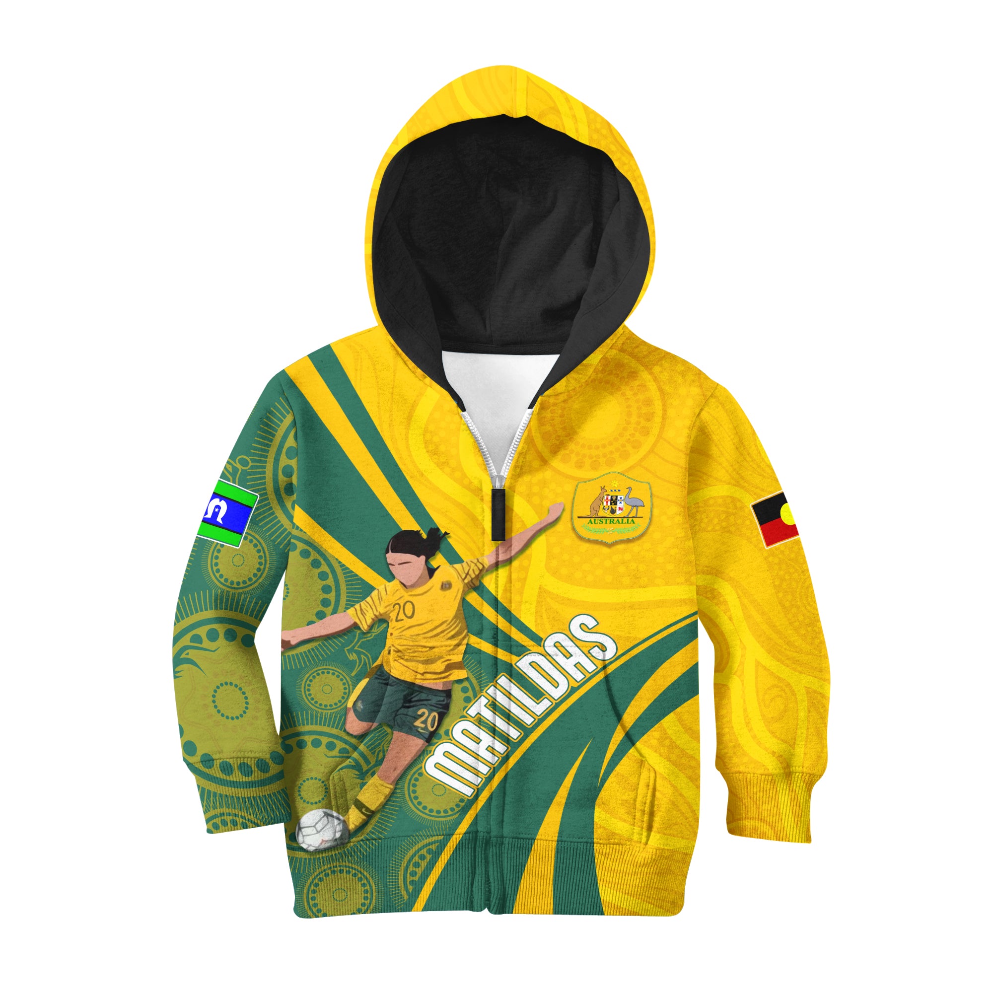 Personalised Australia Soccer Matildas Indigenous Hoodie Sam Kerr World Cup 2024 LT7 - Vibe Hoodie Shop