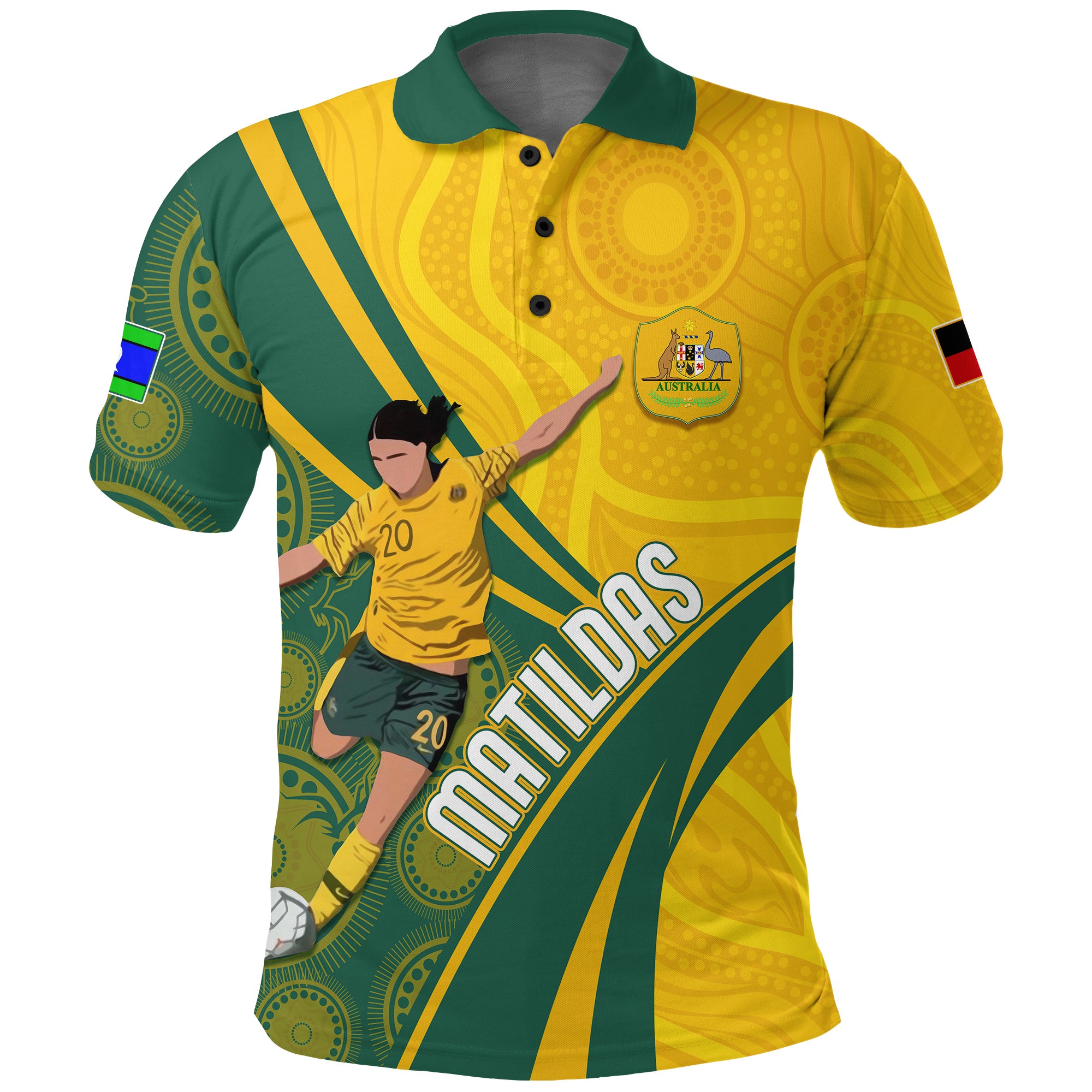 Personalised Australia Soccer Matildas Indigenous Polo Shirt Sam Kerr World Cup 2023 - Vibe Hoodie Shop