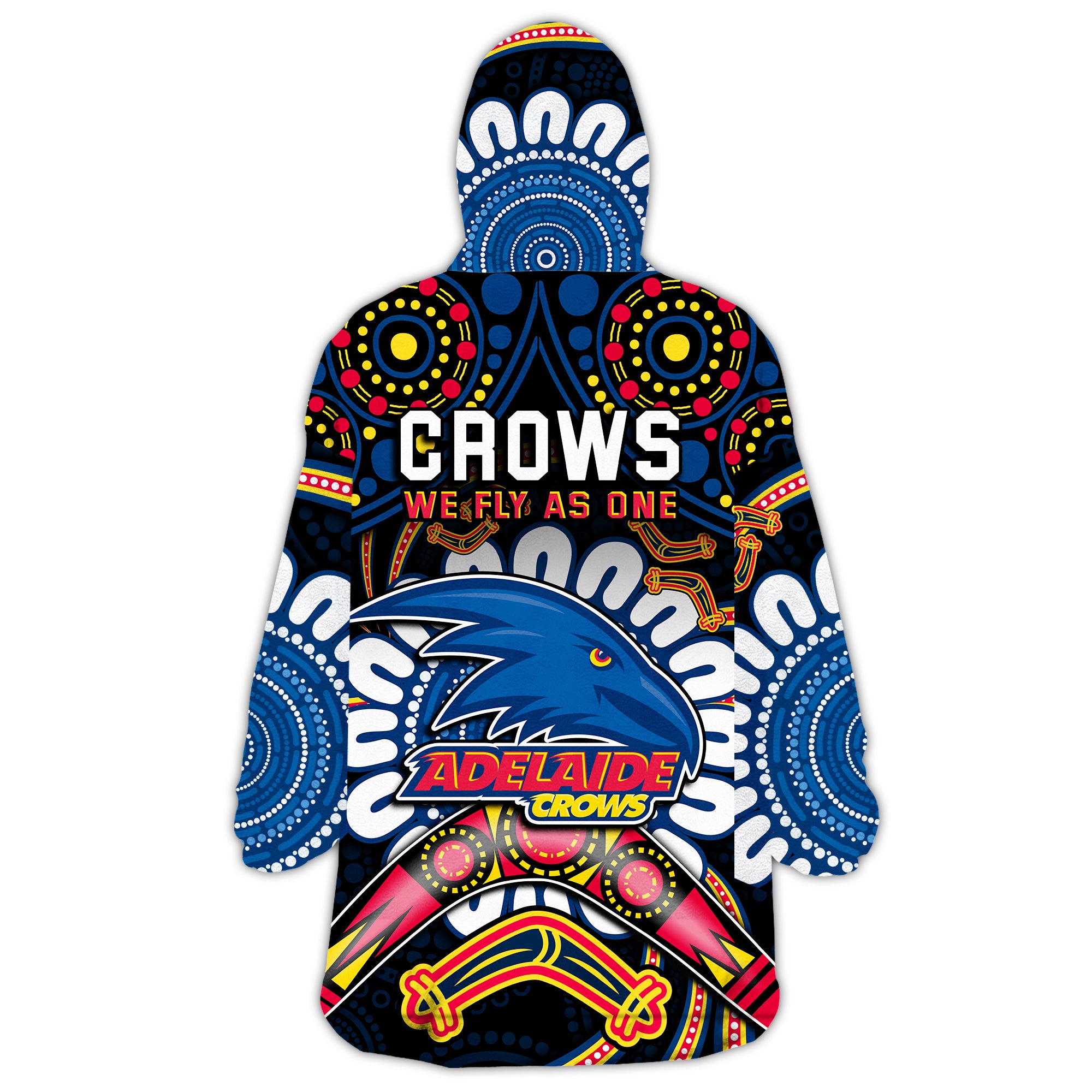 Adelaide Crows Football Wearable Blanket Hoodie Boomerang Indigenous Dots - Vibe Hoodie Shop