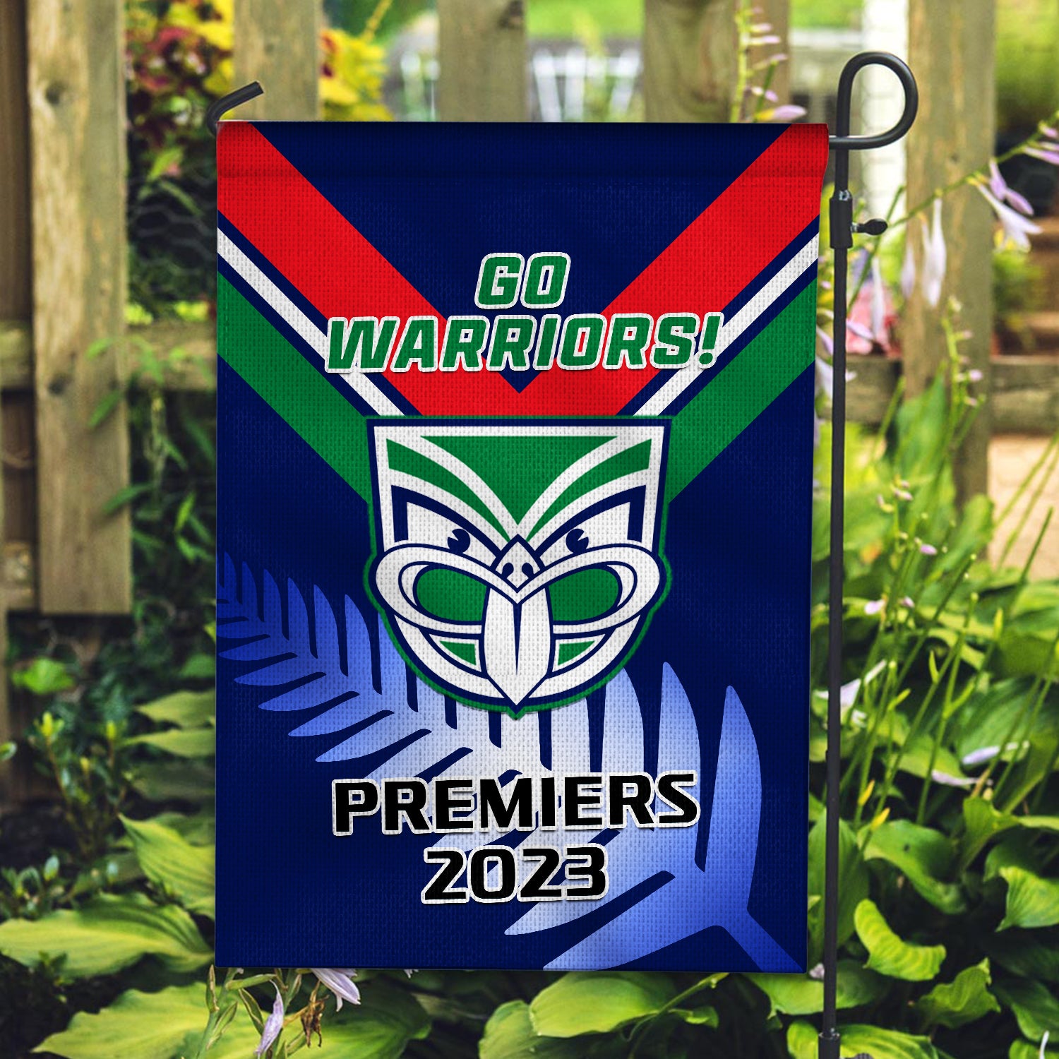 Warriors Rugby Garden Flag Aboriginal Go Premiers 2023 - Vibe Hoodie Shop