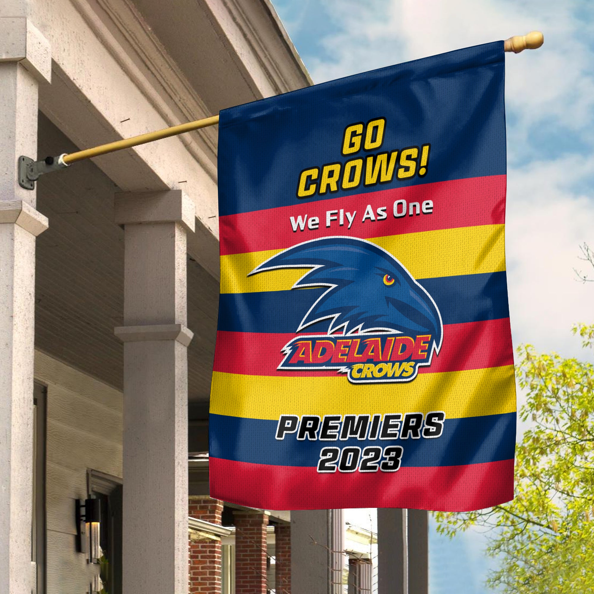 Adelaide Crows Football Garden Flag Go Premiers 2023 - Vibe Hoodie Shop