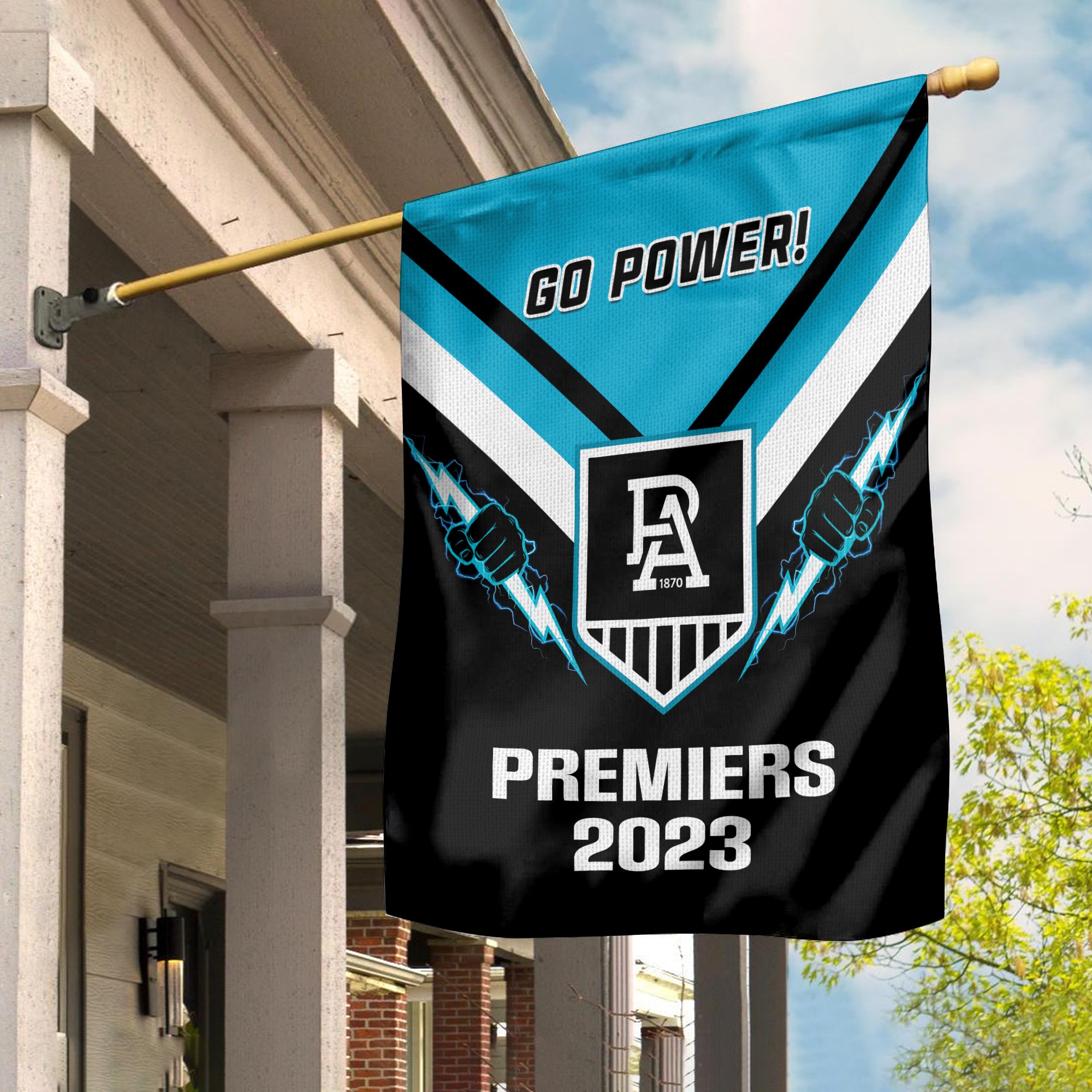 Port Adelaide Football Garden Flag Power Go Premiers 2023 - Vibe Hoodie Shop