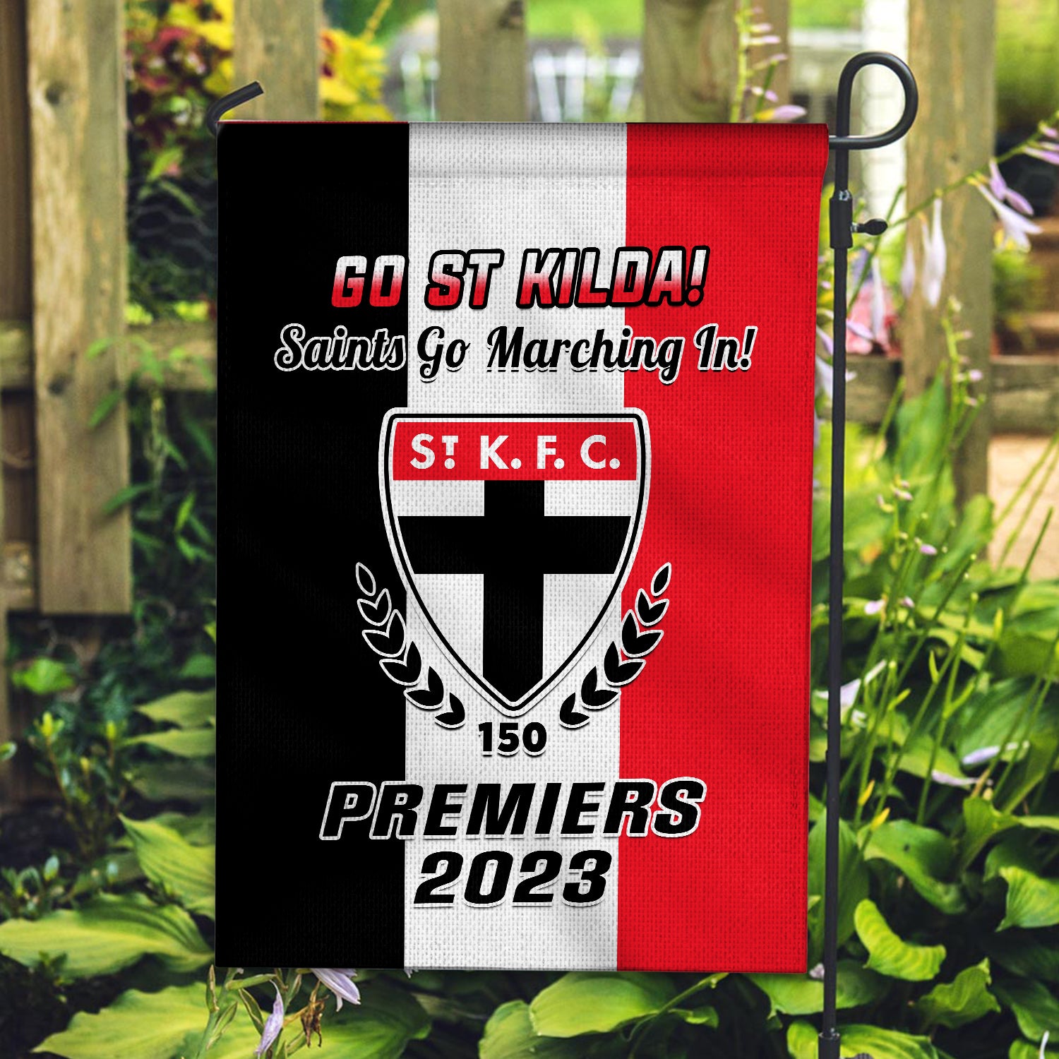 St Kilda Football Garden Flag Saints Go Premiers 2023 - Vibe Hoodie Shop