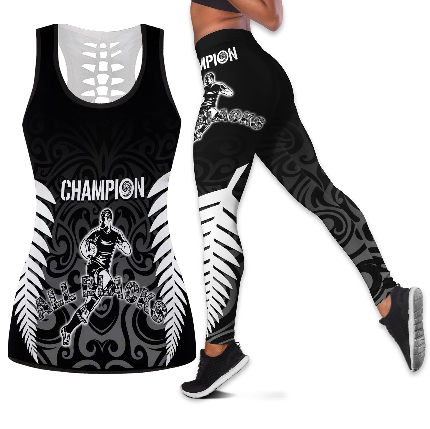 New Zealand Rugby Hollow Tank And Leggings Combo All Black Champion LT7