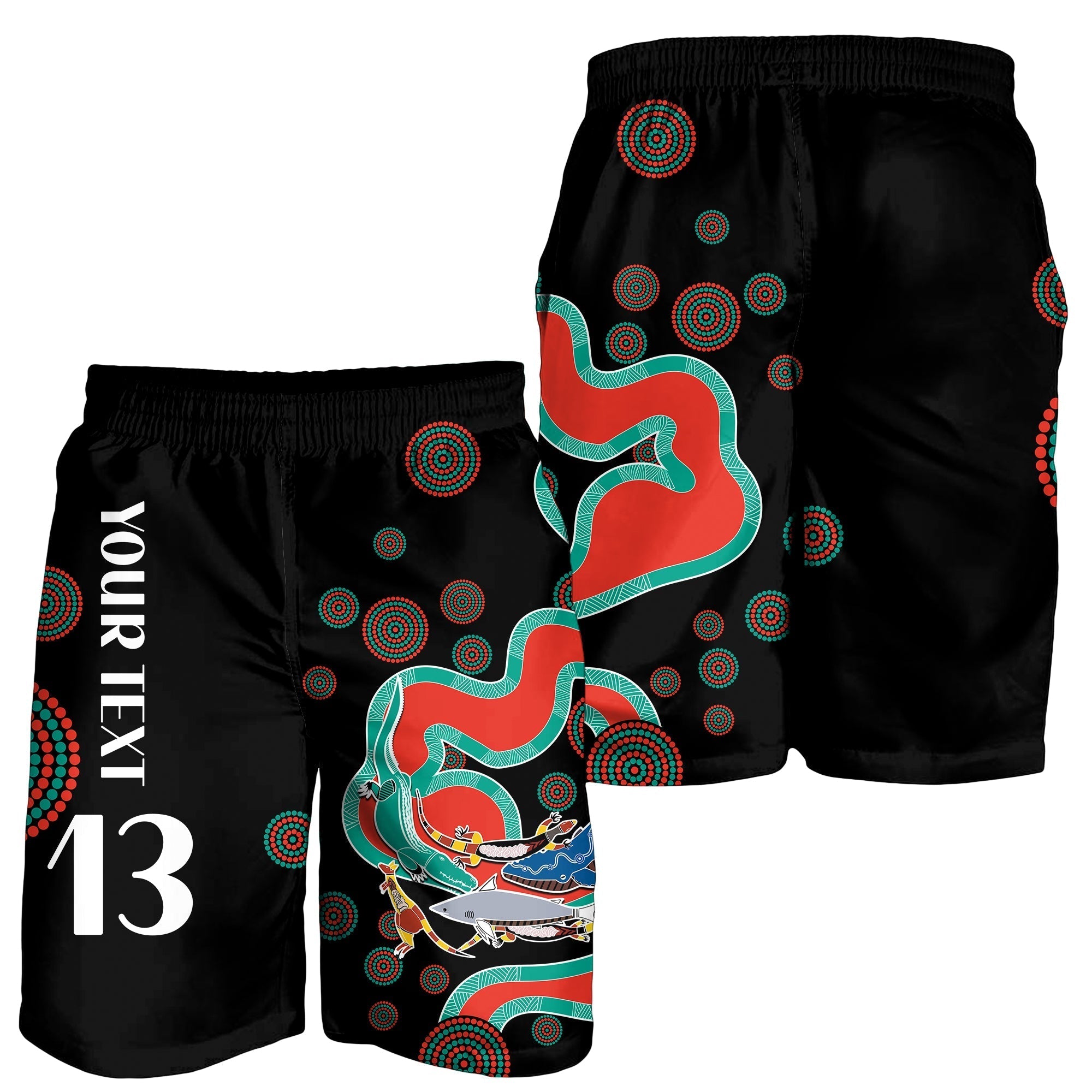(Custom Text and Number) Rabbitohs Men Shorts Go The Bunnies Aboriginal - Vibe Hoodie Shop