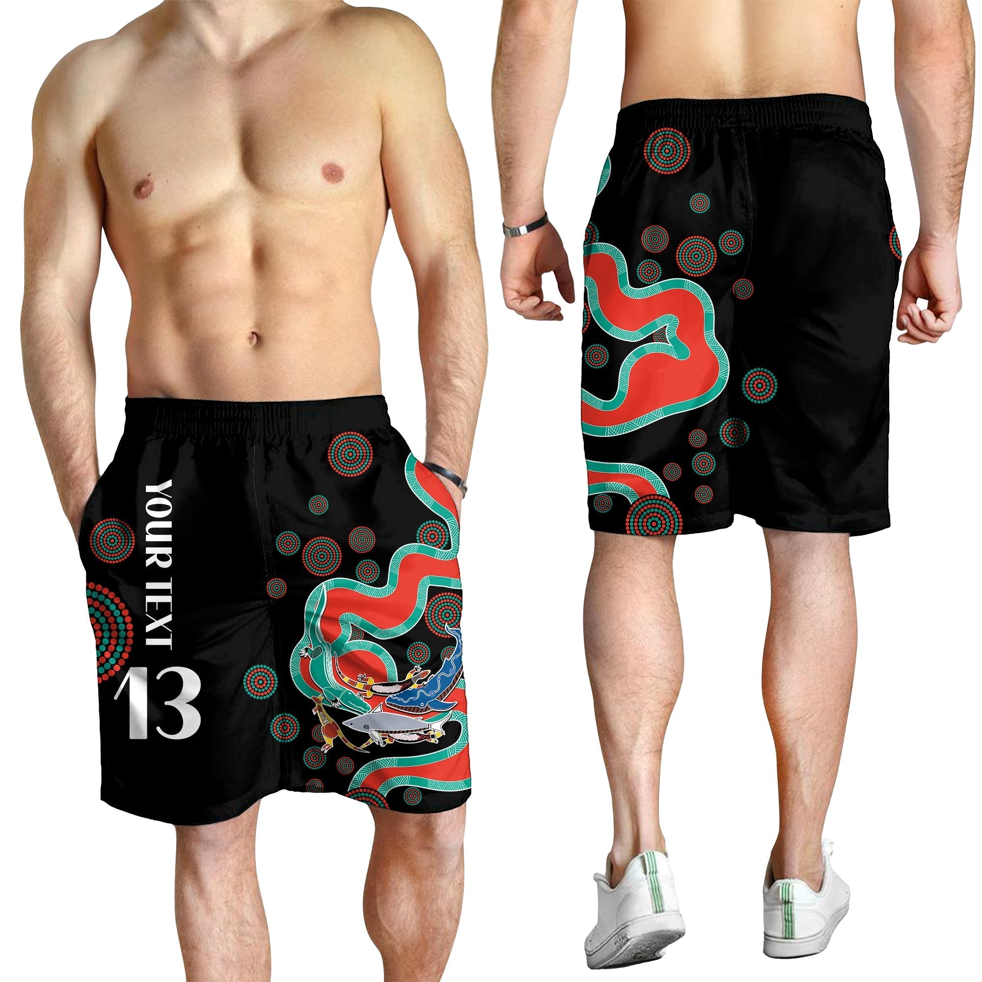 (Custom Text and Number) Rabbitohs Men Shorts Go The Bunnies Aboriginal - Vibe Hoodie Shop