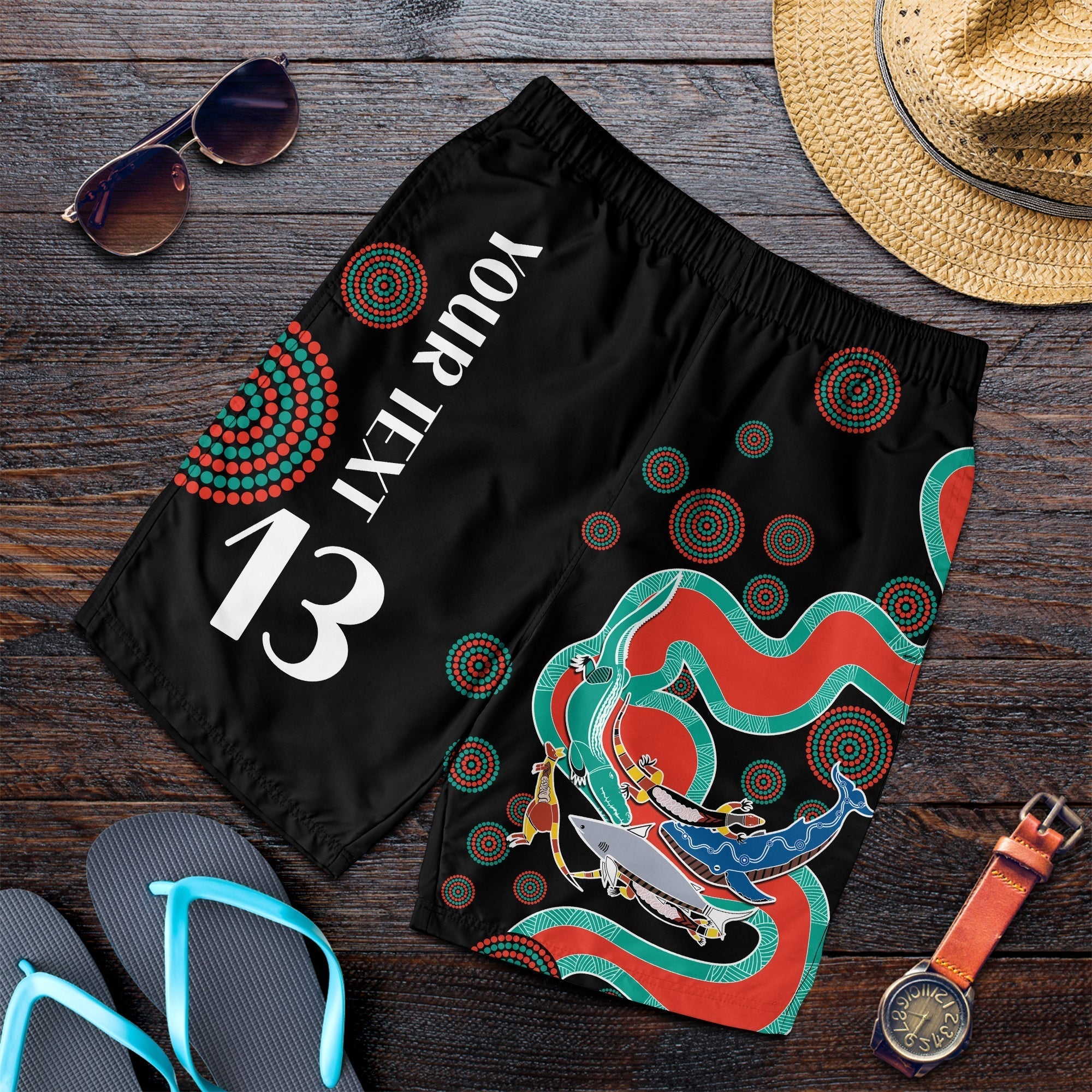 (Custom Text and Number) Rabbitohs Men Shorts Go The Bunnies Aboriginal - Vibe Hoodie Shop