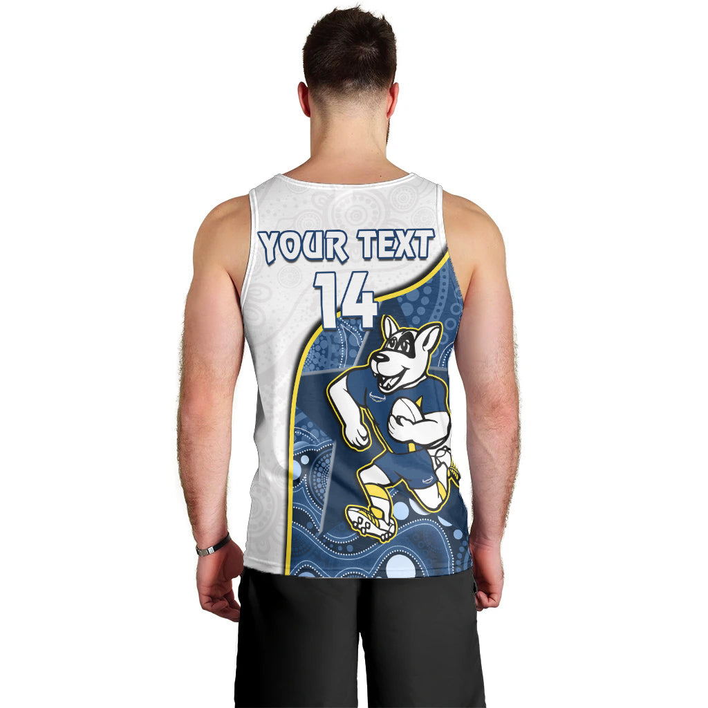 (Custom Text And Number) Cowboys Rugby Men Tank Top Macost Indigenous Pattern 2022 Premiers - Vibe Hoodie Shop