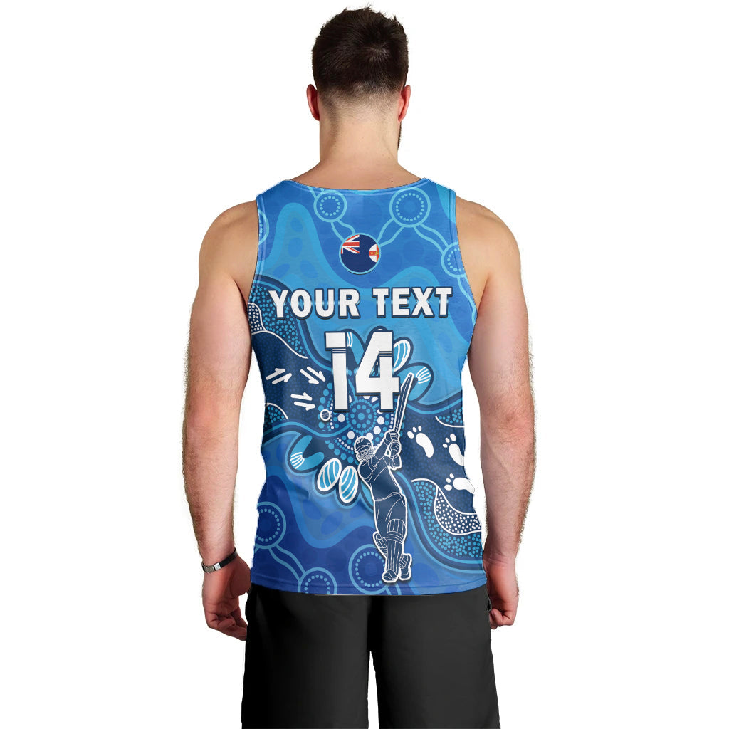 (Custom Text And Number) New South Wales Cricket Men Tank Top NSW 2022 Aboriginal Art - Vibe Hoodie Shop