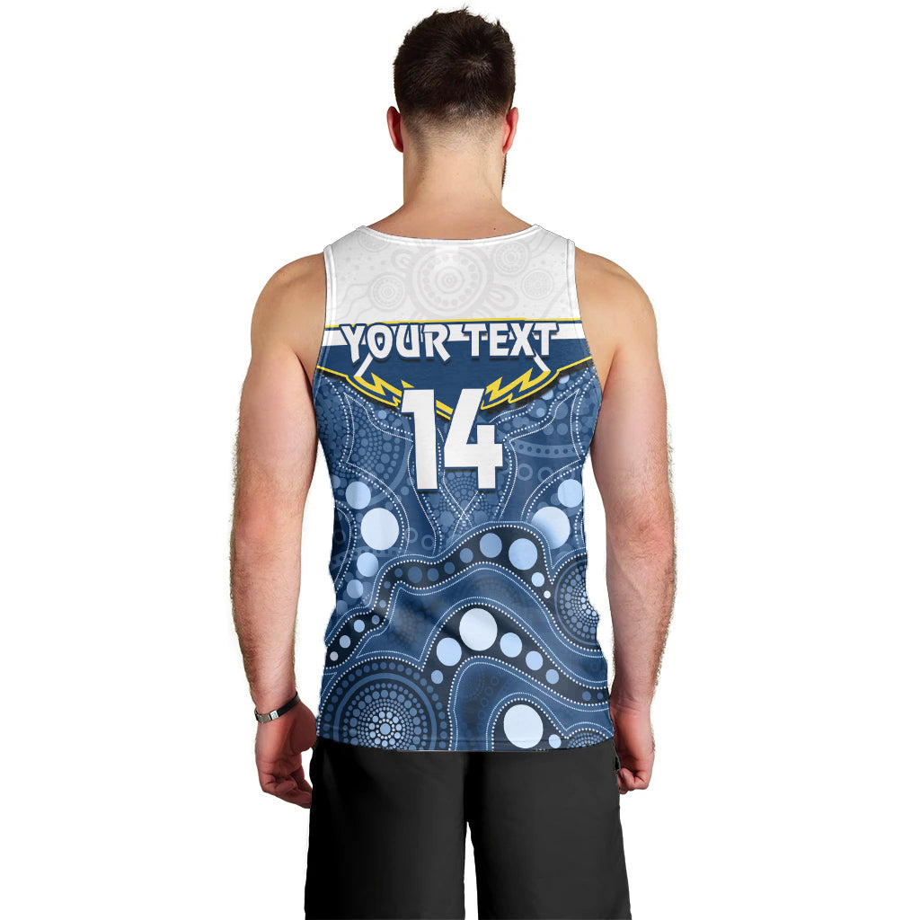(Custom Text And Number) Cowboys Rugby Men Tank Top Indigenous Pattern 2022 Premiers Sporty Style - Vibe Hoodie Shop