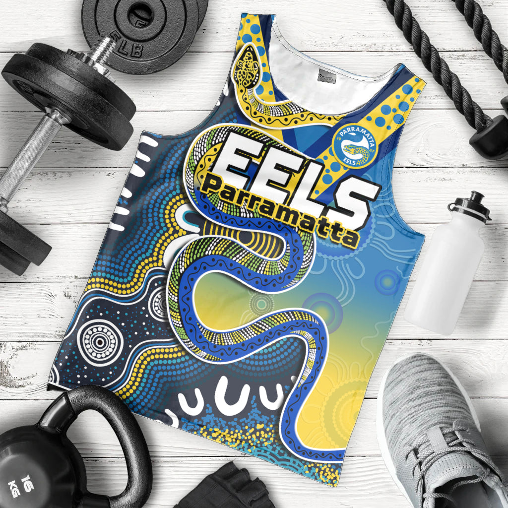 Eels Rugby Men Tank Top Aboriginal Art Sporty Style - Vibe Hoodie Shop