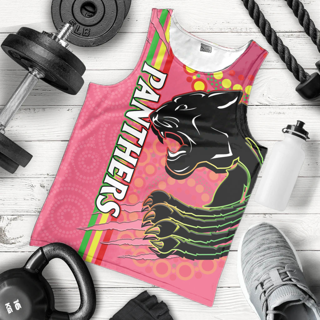 Panthers Rugby Men Tank Top The Mountain Men Aboriginal Art Dynamic Pink Version - Vibe Hoodie Shop