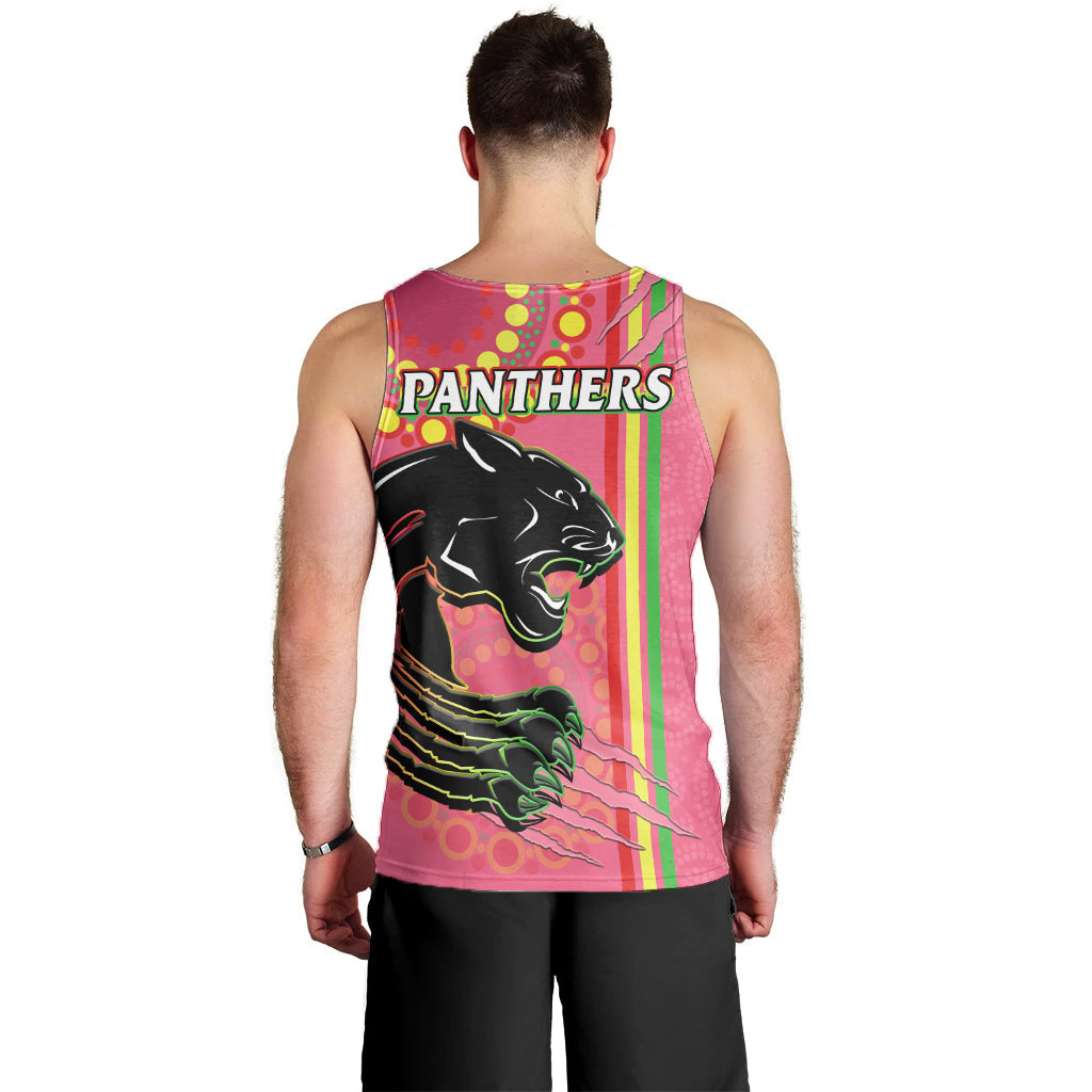 Panthers Rugby Men Tank Top The Mountain Men Aboriginal Art Dynamic Pink Version - Vibe Hoodie Shop