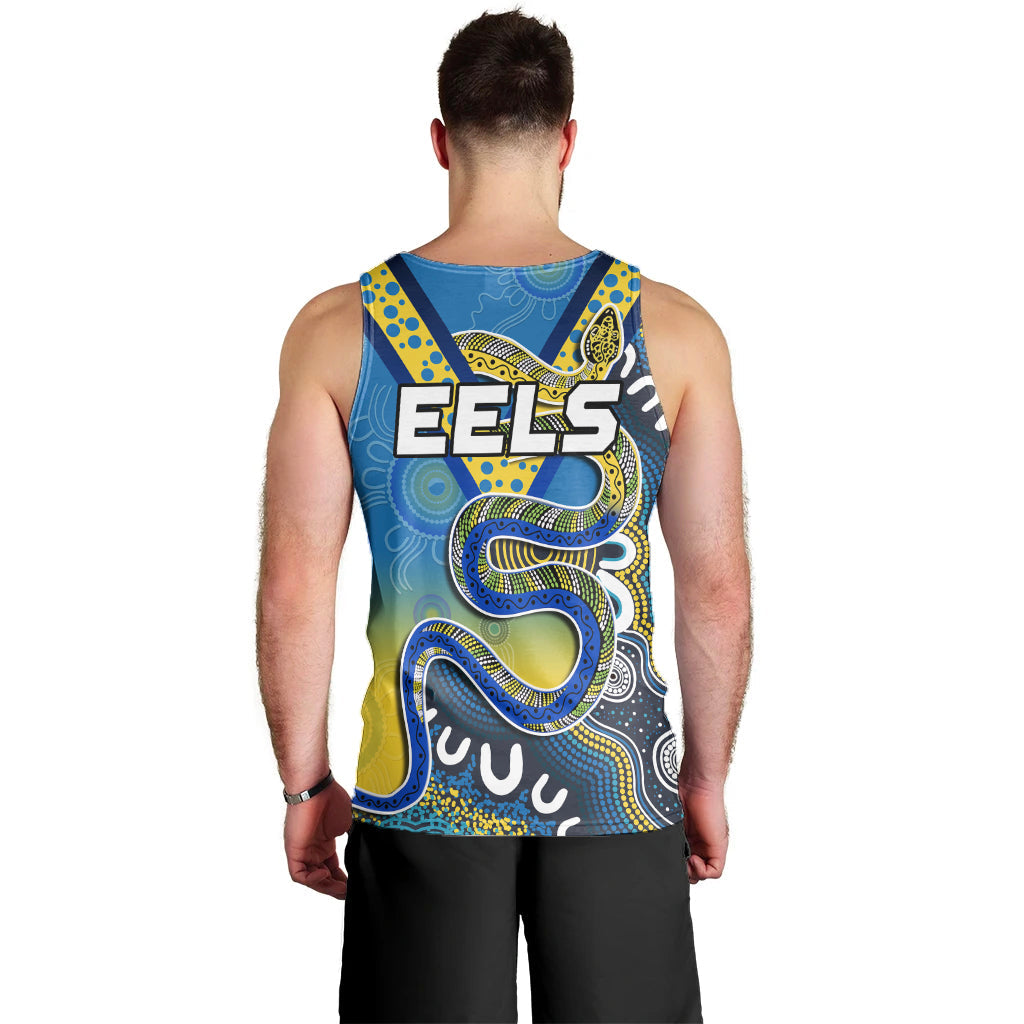 Eels Rugby Men Tank Top Aboriginal Art Sporty Style - Vibe Hoodie Shop