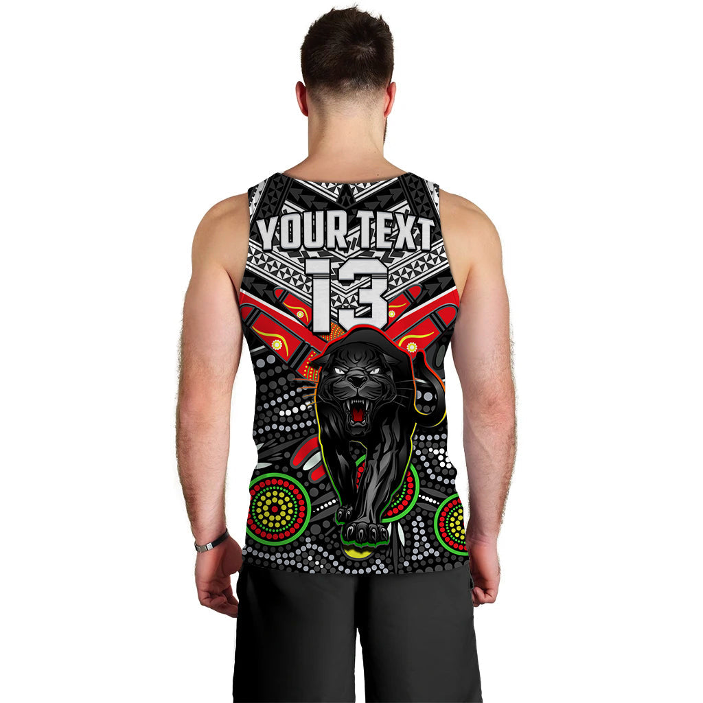 (Custom Text and Number) Panthers Rugby Men Tank Top Aboriginal and Polynesia Penrith The Riff - Vibe Hoodie Shop