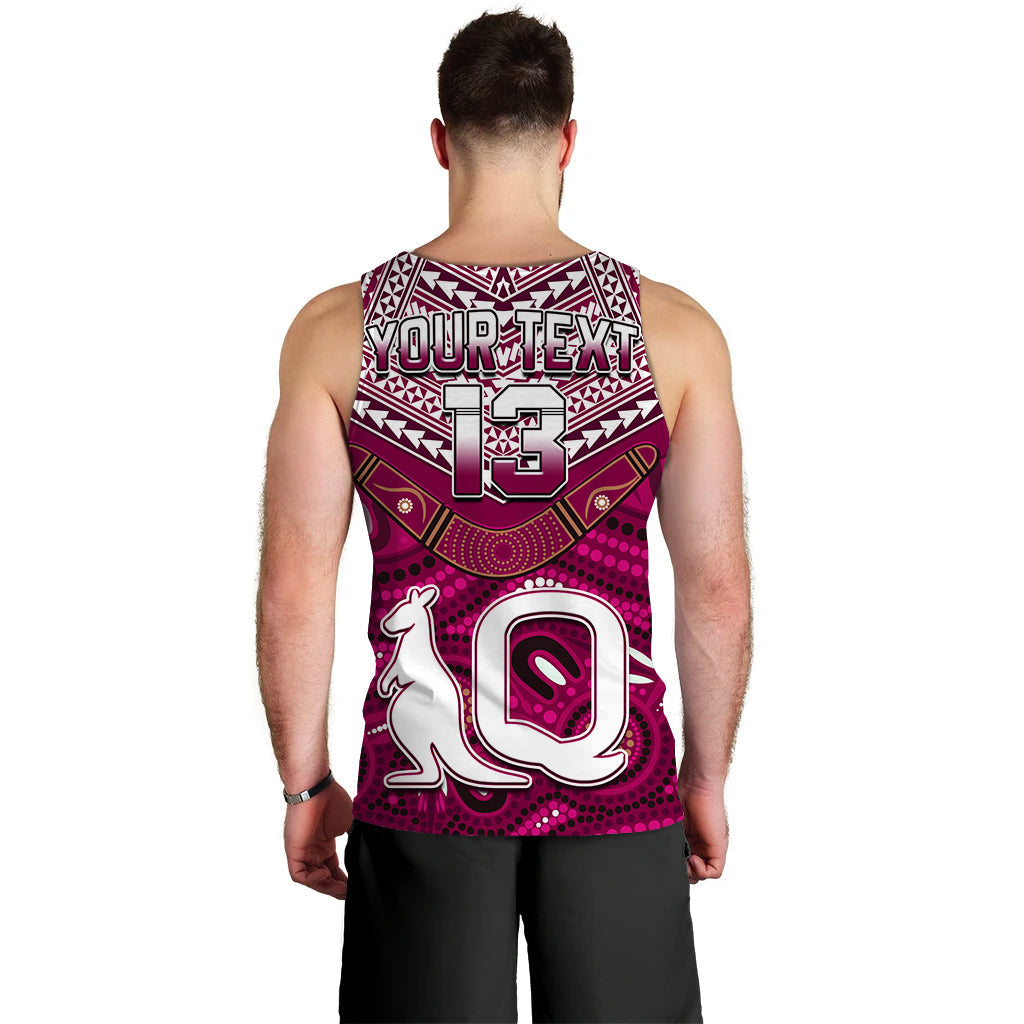 (Custom Text and Number) QLD Maroons Men Tank Top Aboriginal and Polynesia Admirable - Vibe Hoodie Shop