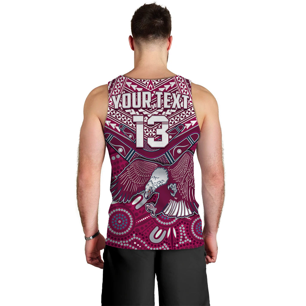 (Custom Text and Number) Sea Eagles Rugby Men Tank Top Aboriginal and Polynesia Manly Warringah - Vibe Hoodie Shop