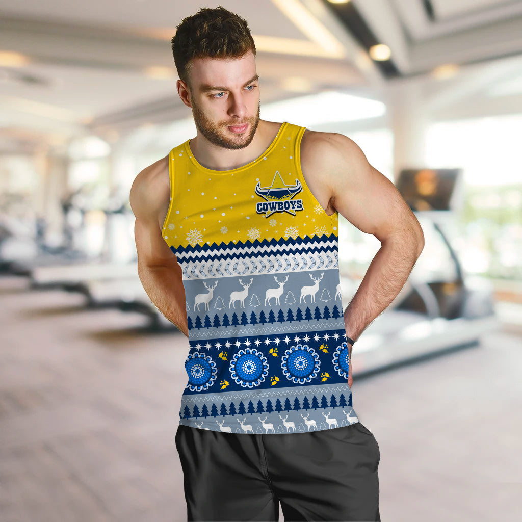 (Custom Personalised) Cowboys Aboriginal Men Tank Top Christmas North Queensland - Vibe Hoodie Shop