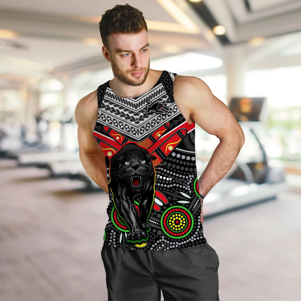 (Custom Text and Number) Panthers Rugby Men Tank Top Aboriginal and Polynesia Penrith The Riff - Vibe Hoodie Shop