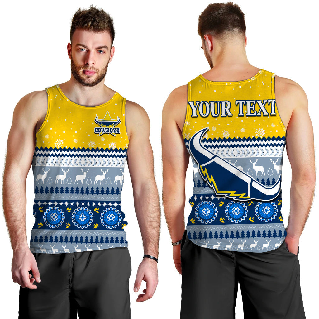 (Custom Personalised) Cowboys Aboriginal Men Tank Top Christmas North Queensland - Vibe Hoodie Shop