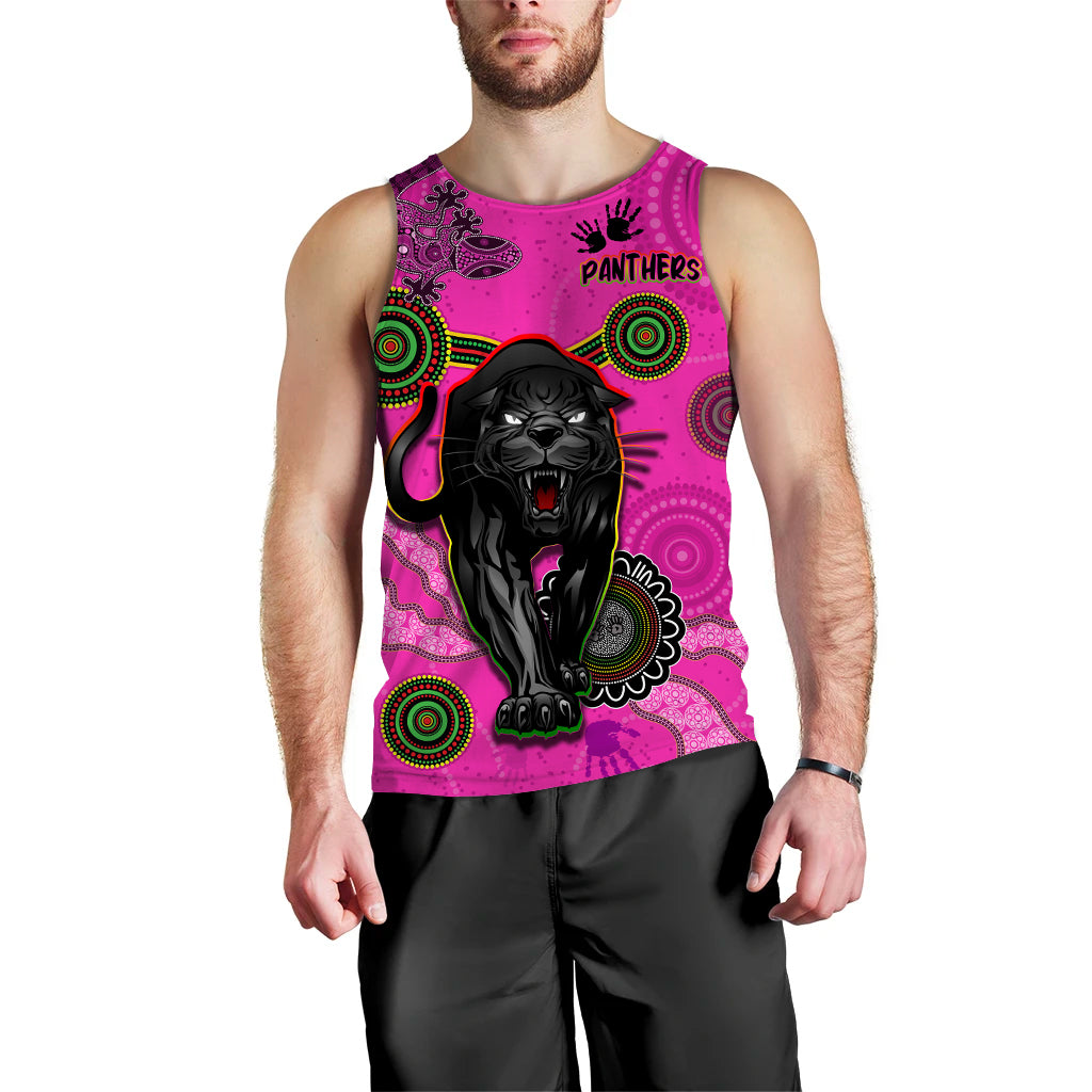 (Custom Text and Number) Panthers Men Tank Top Aboriginal with Lizard - Vibe Hoodie Shop