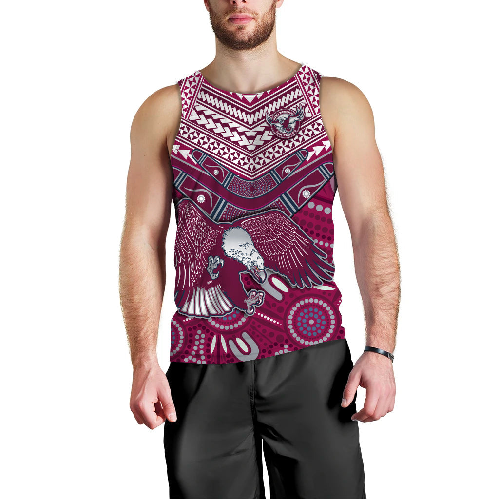 (Custom Text and Number) Sea Eagles Rugby Men Tank Top Aboriginal and Polynesia Manly Warringah - Vibe Hoodie Shop