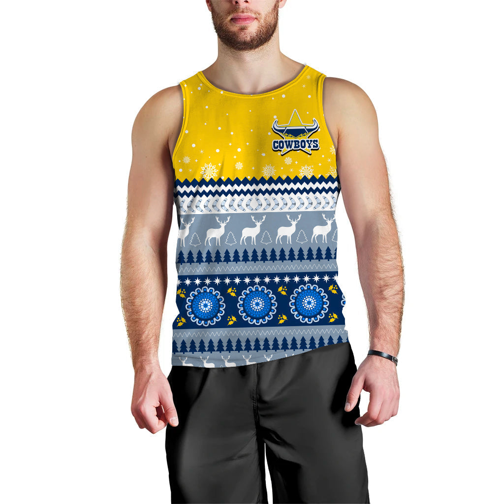 (Custom Personalised) Cowboys Aboriginal Men Tank Top Christmas North Queensland - Vibe Hoodie Shop