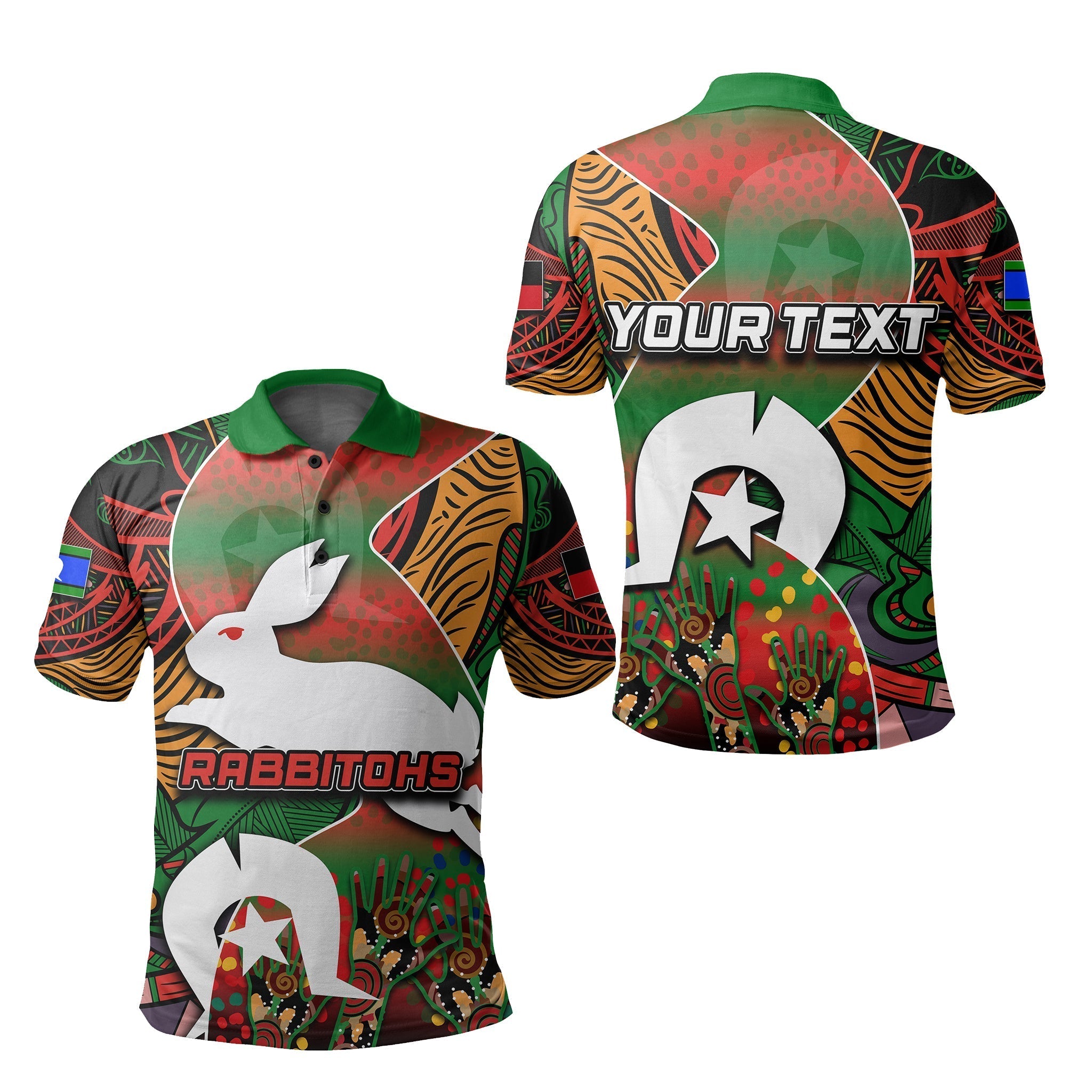 (Custom Personalised) NAIDOC Rabbitohs Polo Shirt Torres Strait Islanders - Vibe Hoodie Shop