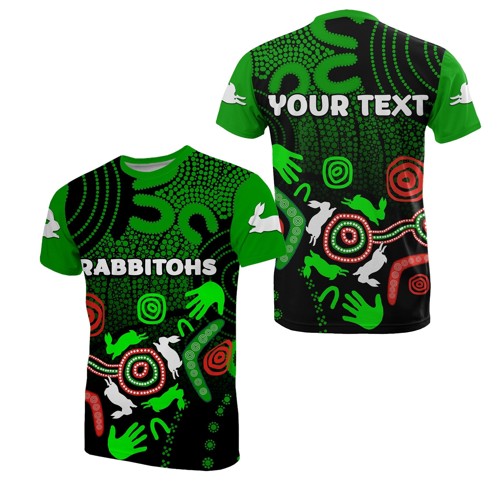 (Custom Personalised) South Sydney Rabbitohs Indigenous T shirt No.2 - Vibe Hoodie Shop