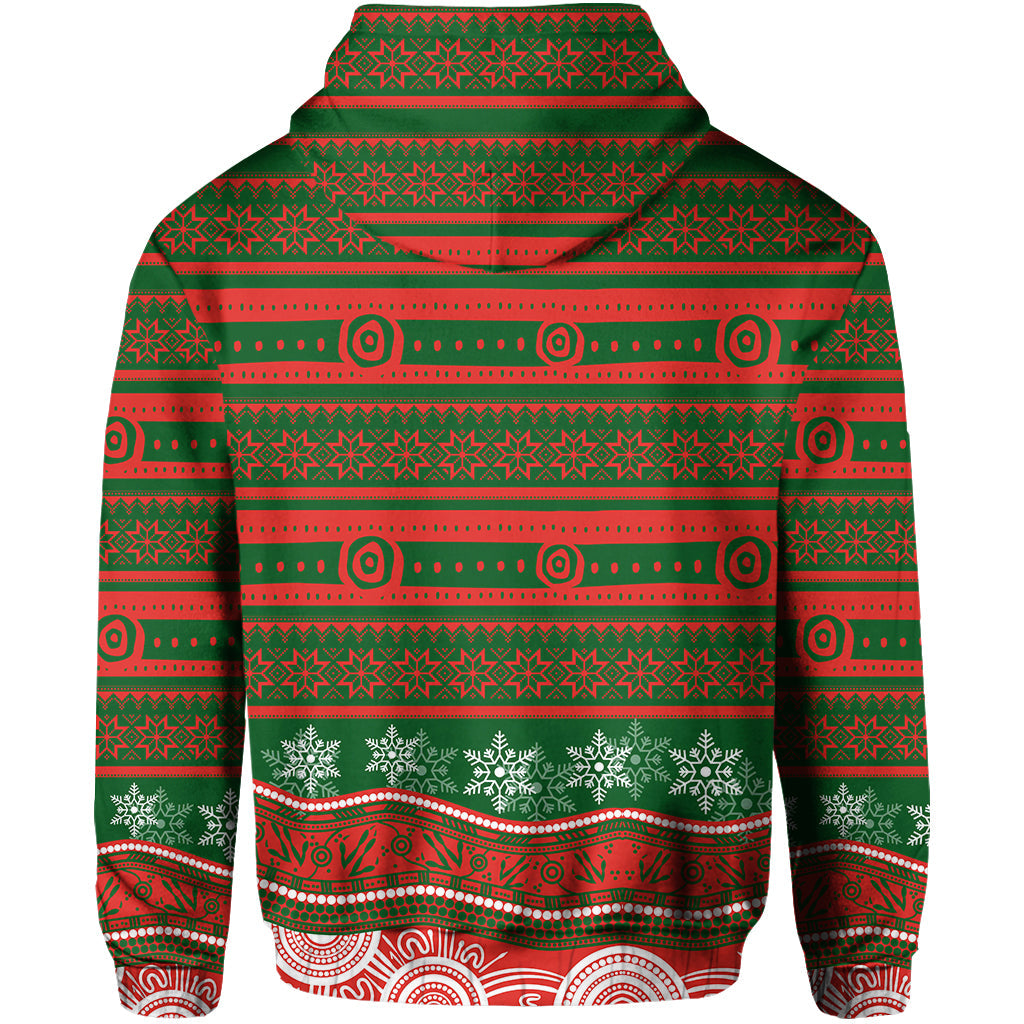 South Sydney Rabbitohs Zip Hoodie Christmas Mix Aboriginal No.2 LT6 - Vibe Hoodie Shop