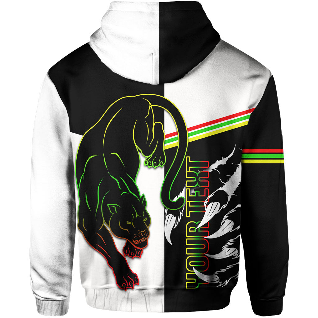 (Custom Personalised) Panthers Zip Hoodie Claws Half Black - White Style LT6 - Vibe Hoodie Shop
