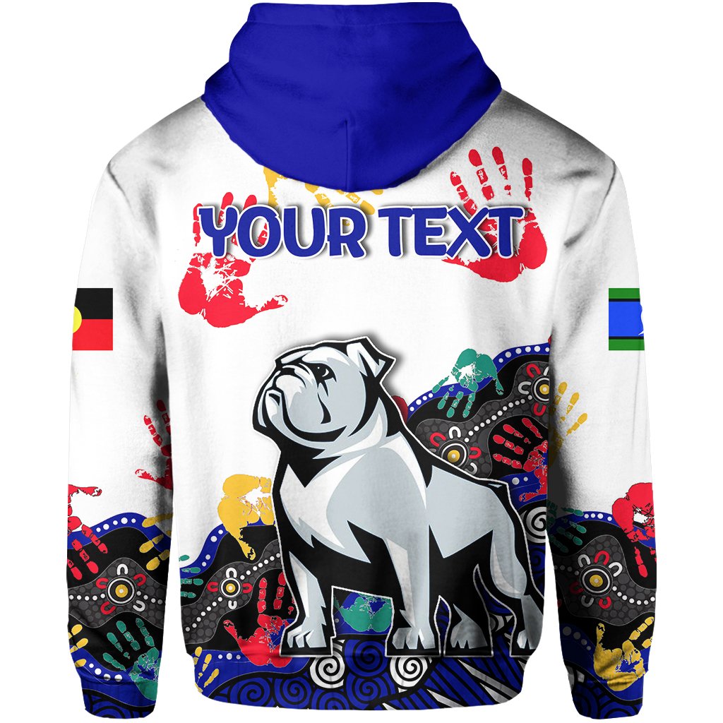 (Custom Personalised) NAIDOC Bulldogs All Over Hoodie Aboriginal Hand - Vibe Hoodie Shop