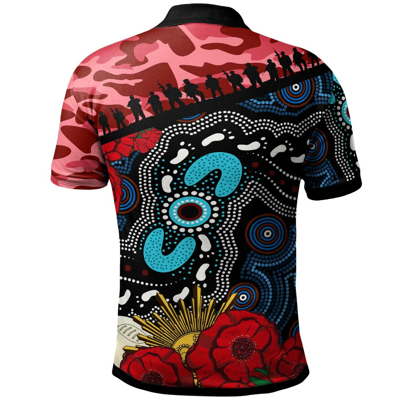 Waratahs Rugby Polo Shirt - Custom ANZAC NSW Waratahs Aboriginal Flower Polo Shirt LT10 - Vibe Hoodie Shop