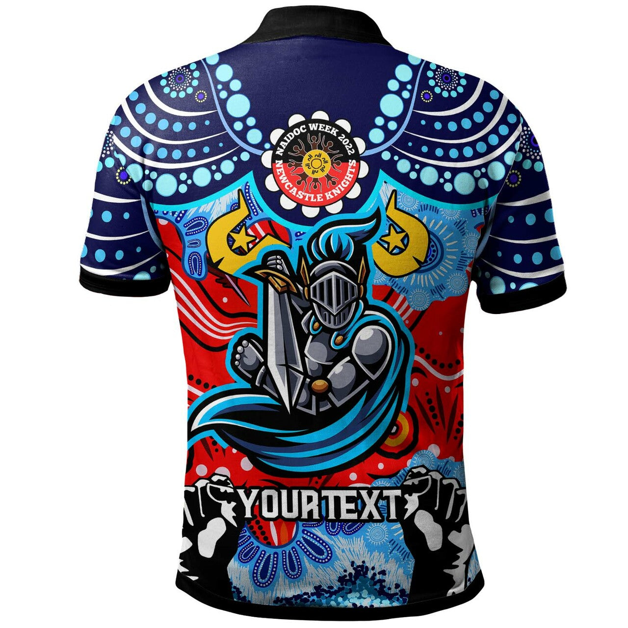 Custom Newcastle Knights Rugby NAIDOC Week and Torres Strait with Aboriginal Dot Painting Style Polo Shirt RLT12 - Vibe Hoodie Shop