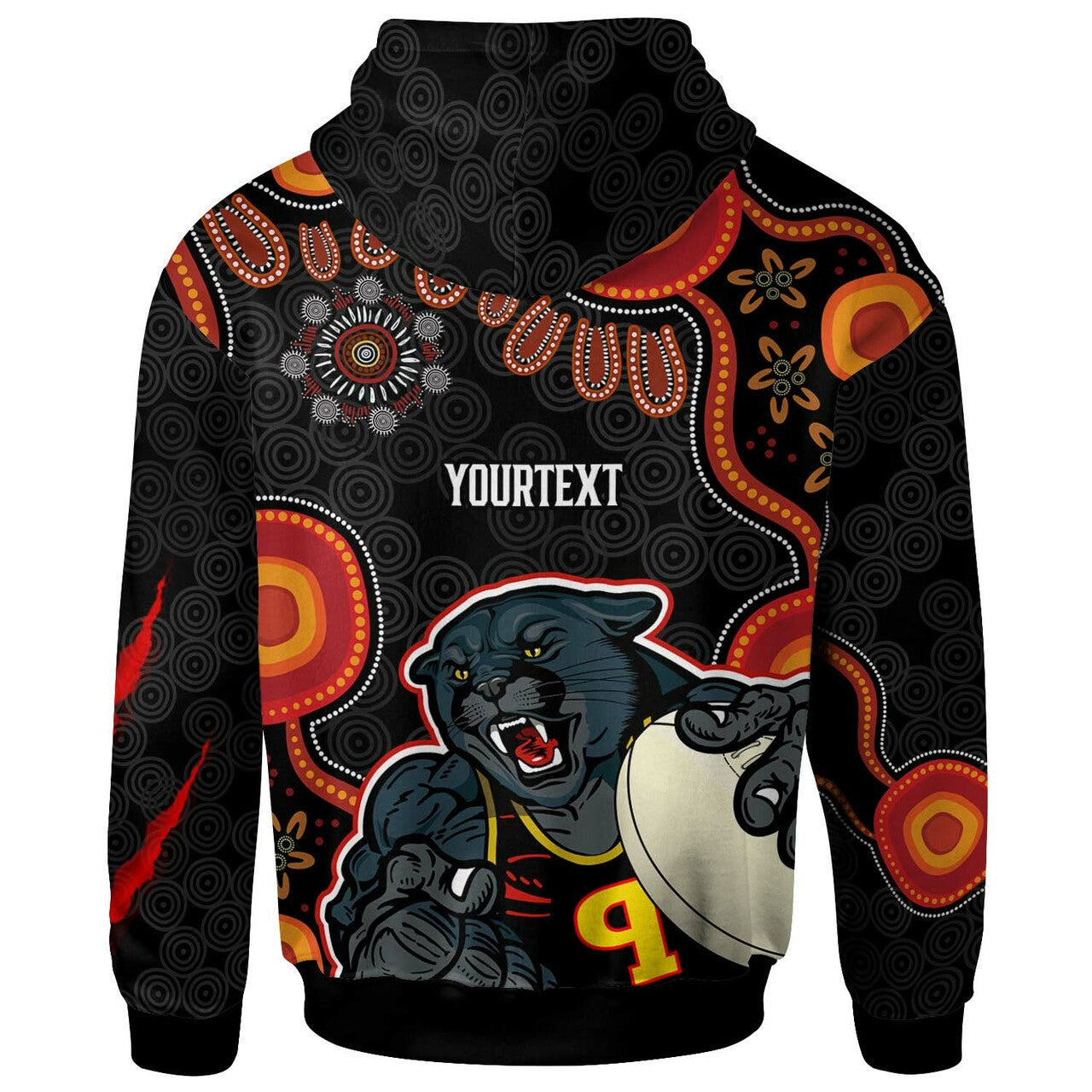 Panthers Rugby Hoodie - Custom Penrith Panthers Aboriginal with Rugby Ball Indigenous Style of Dot Painting Traditional RLT12 - Vibe Hoodie Shop