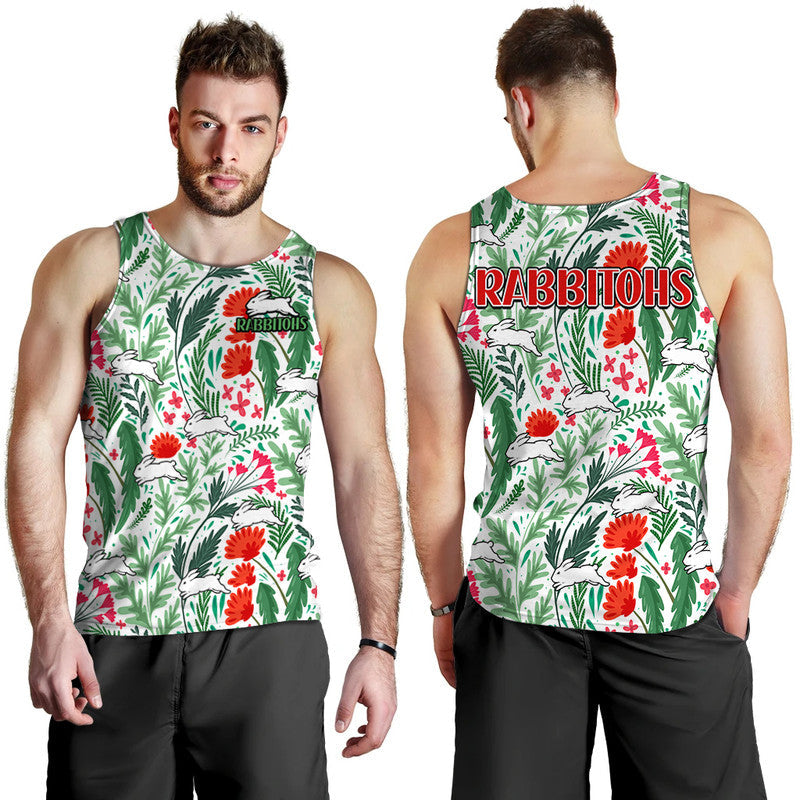 Rabbitohs Poppy Flowers Field Men Tank Top - Vibe Hoodie Shop