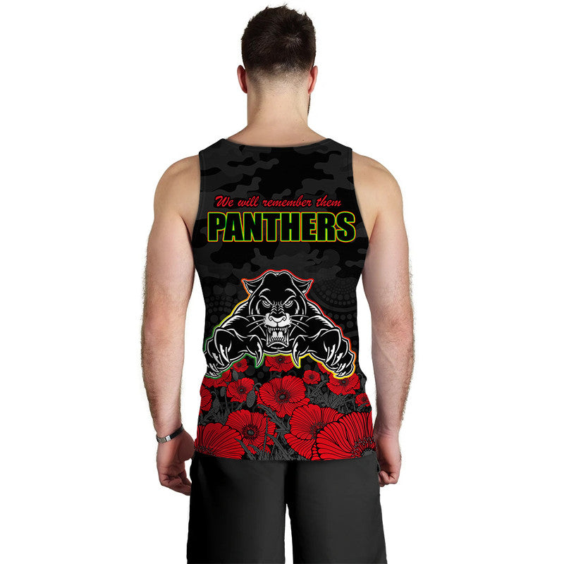 Panthers Rugby ANZAC Men Tank Top Angry Panther Camouflage With Poppy - Vibe Hoodie Shop
