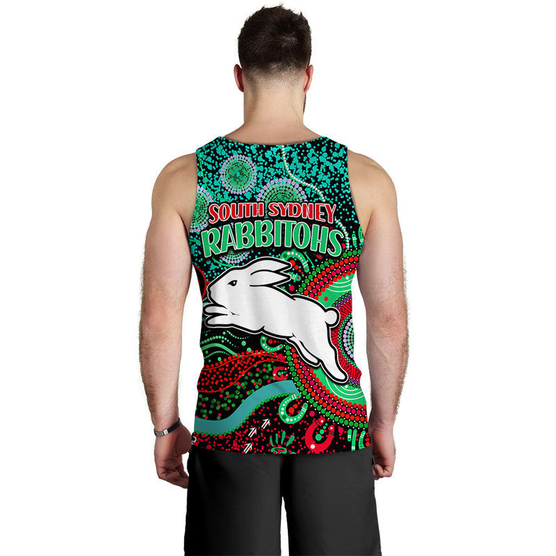 Rabbitohs Rugby Men Tank Top Aboriginal Dots Verion - Vibe Hoodie Shop