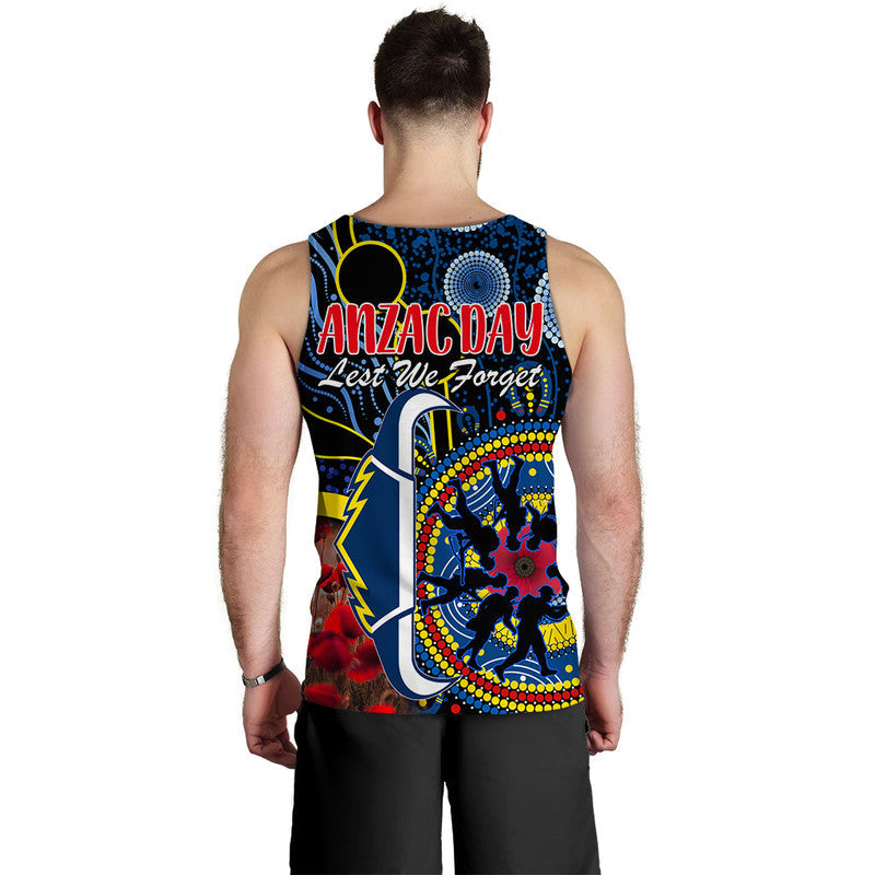 Cowboys Rugby ANZAC Men Tank Top Aboriginal Military and Poppy Flowers - Vibe Hoodie Shop