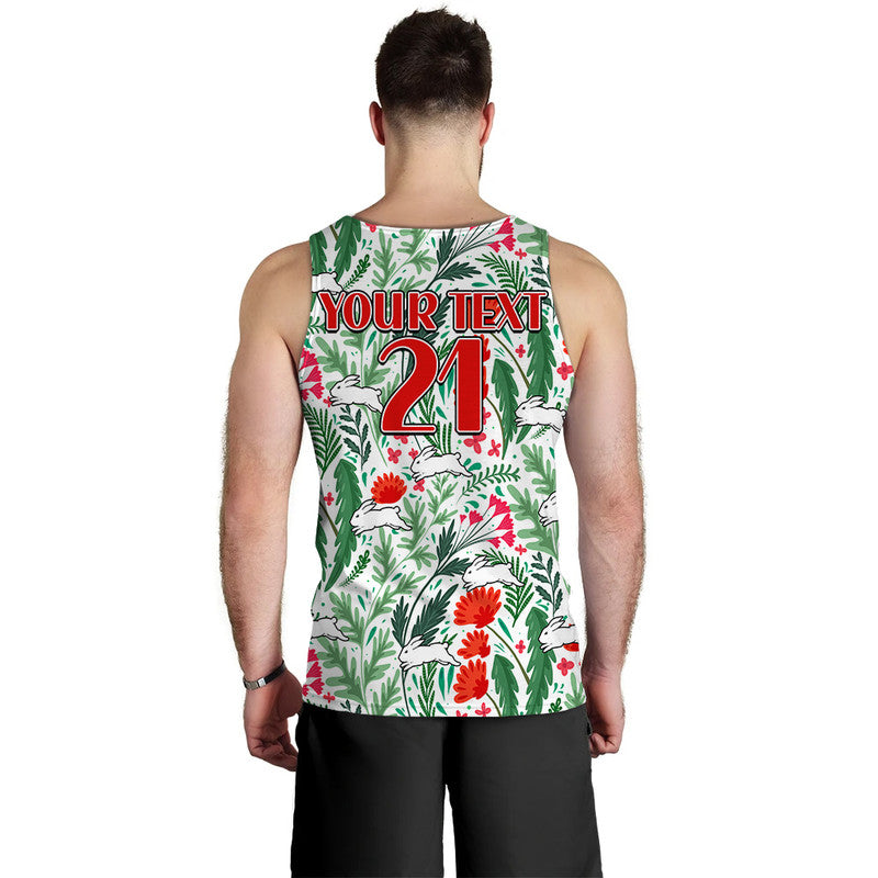 (Custom Personalised) Rabbitohs Poppy Flowers Field Men Tank Top - Vibe Hoodie Shop