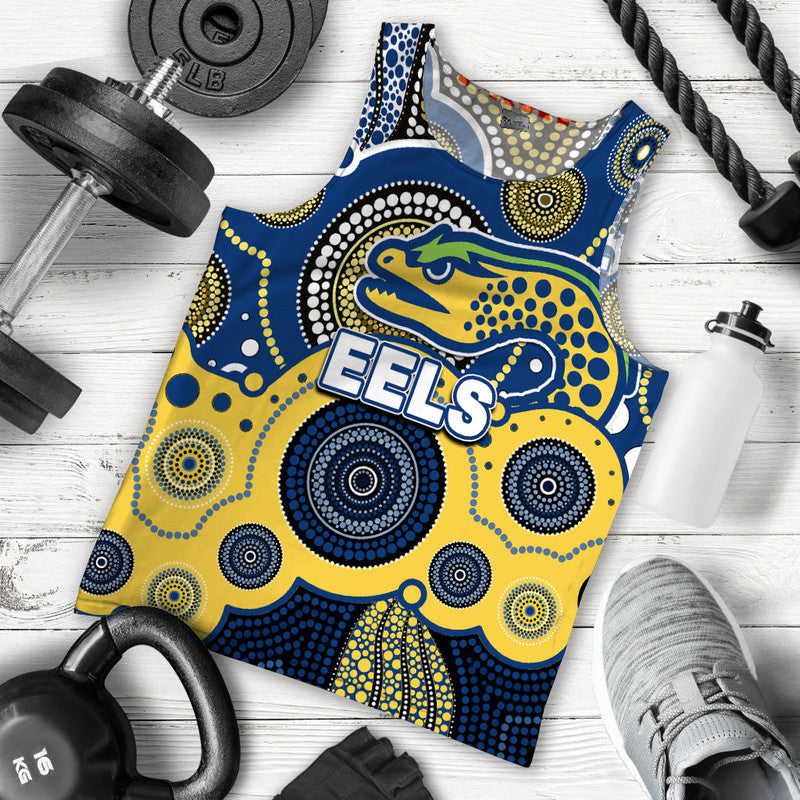 (Custom Personalised And Number) Eels Rugby Men Tank Top Aboriginal - Vibe Hoodie Shop