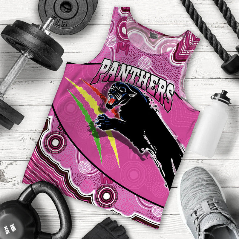 Panthers Rugby Men Tank Top Aboriginal Basic Style-Pink - Vibe Hoodie Shop