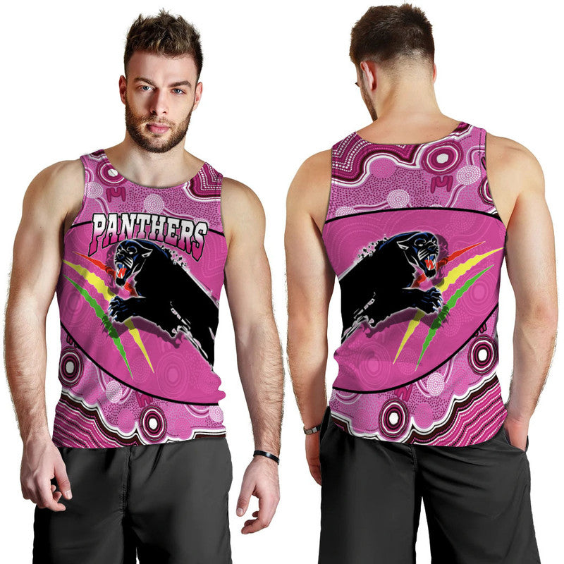 Panthers Rugby Men Tank Top Aboriginal Basic Style-Pink - Vibe Hoodie Shop