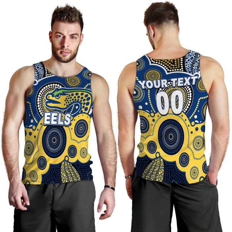 (Custom Personalised And Number) Eels Rugby Men Tank Top Aboriginal - Vibe Hoodie Shop