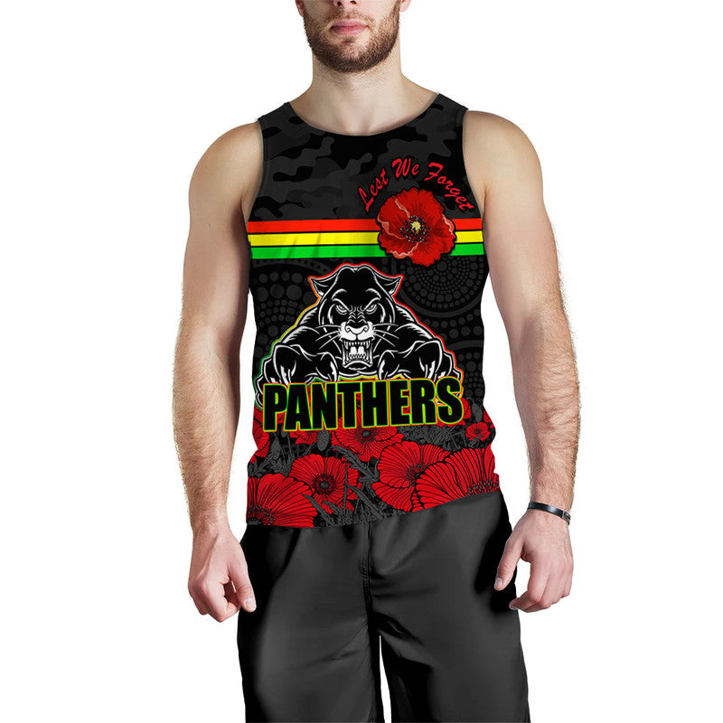 Panthers Rugby ANZAC Men Tank Top Angry Panther Camouflage With Poppy - Vibe Hoodie Shop