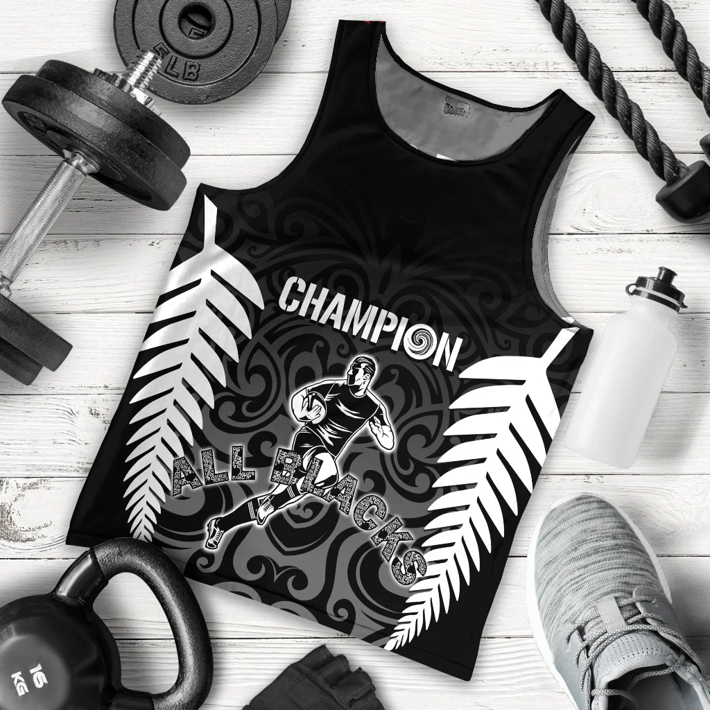 Personalised New Zealand Rugby Men Tank Top All Black Champion - Vibe Hoodie Shop